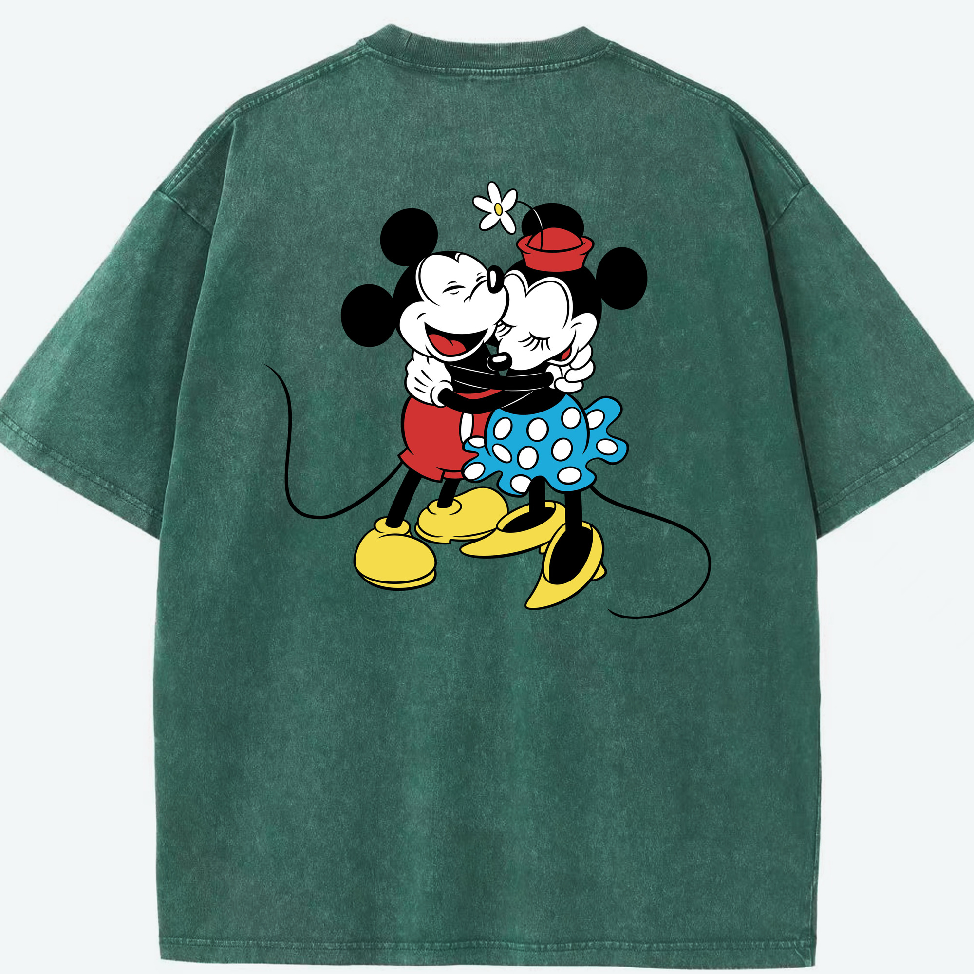 （画像用） ミッキーマウス Mickey Mouse 綿100% ヴィンテージ風 半袖Tシャツ（背面プリント）